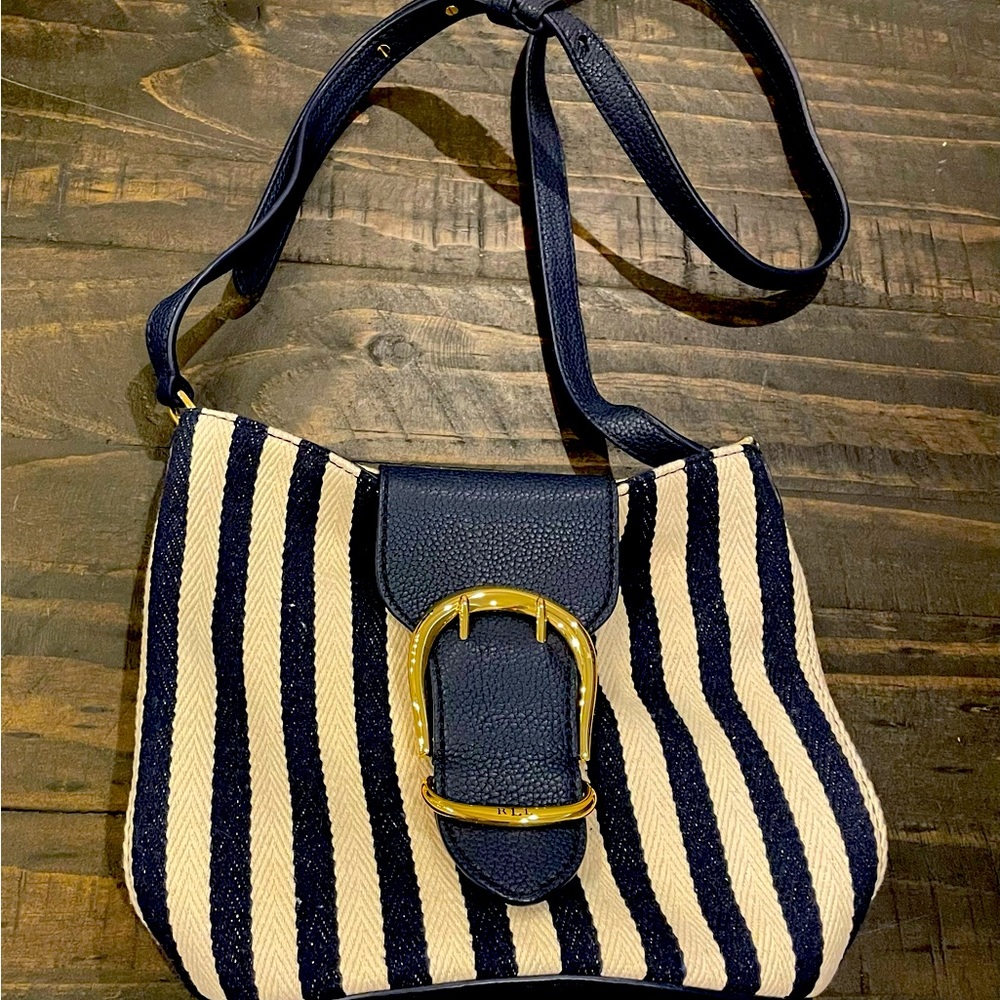 NWOT Ralph Lauren Navy and White Crossbody with Dust Bag